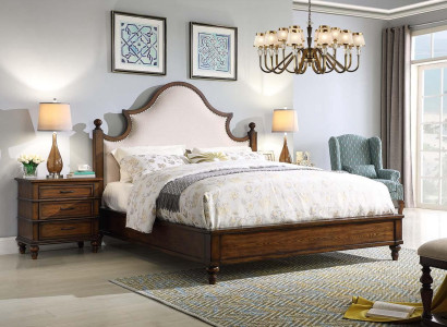 Bett 2x Nachttisch 3 tlg. Schlafzimmer Set Design Polster Möbel Luxus Betten Neu